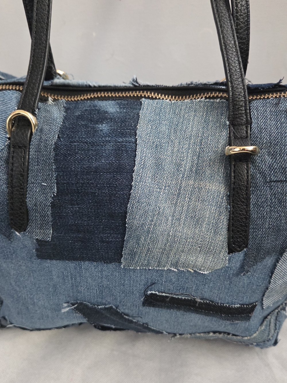 Patchwork Denim Tote Bag in Multi-Blue - Picture 3 of 7